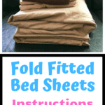 Neatly fold tan and brown bed sheets and pillow cases