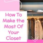 closet with shelves and hanging clothes