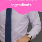 Man body and arm in dress shirt with label "Remove Sweat Stains With These Simple Ingredients"