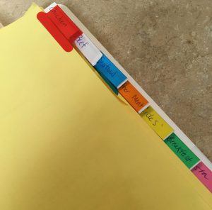 Tabbed dividers in a recipe binder
