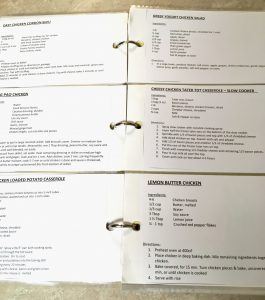 Open recipe binder showing 5 recipes